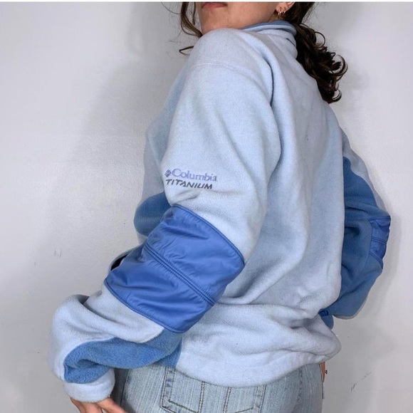 COLUMBIA BABY BLUE PASTEL FLEECES CHUNKY ZIPPED DOWN SWEATER - Picture 3 of 4